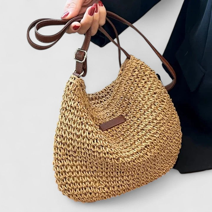 Women's Slouchy Woven Shoulder Bag with Adjustable Strap