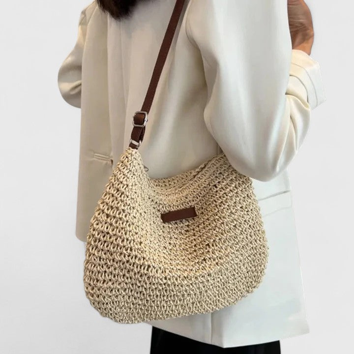 Women's Slouchy Woven Shoulder Bag with Adjustable Strap - 3
