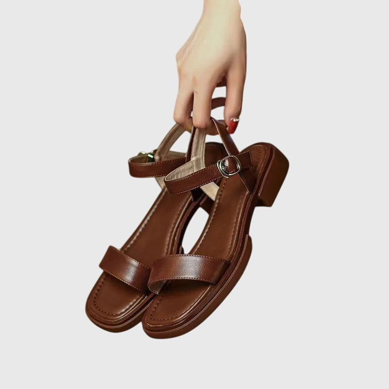 Women's Sandals with Ankle Strap and Block Heel - 3