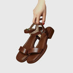 Women's Sandals with Ankle Strap and Block Heel - 3