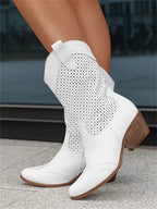 Women's Western Boots with Perforated Panels and Side Zip