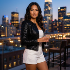 Women's Sequin Mini Blazer Long Sleeve Collarless Open Front - 11