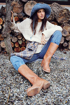 Women's Western Boots with High Shaft and Stacked Heel - 9