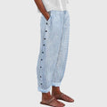 Women's Wide-Leg Trousers with Elasticated Waistband - Blue