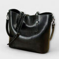 Women's Shoulder Bag with Vintage Finish and Structured Silhouette - Black