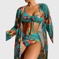 Women's Bikini Set with Tie-Front Top and Halter Neck - Blue