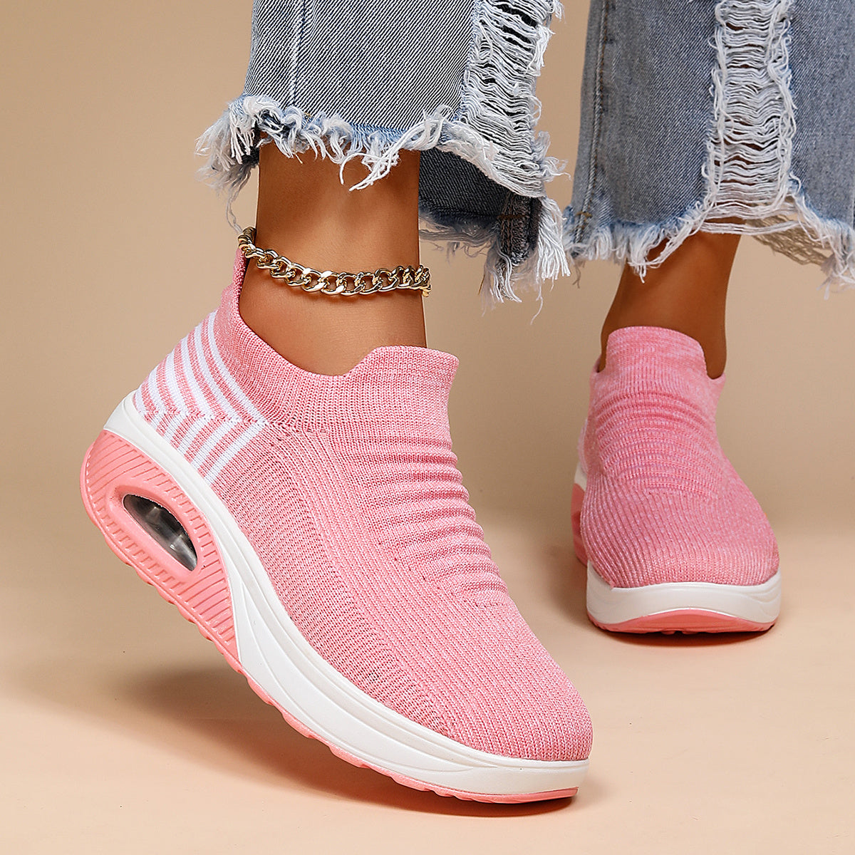 Women's Slip-On Trainers with Air Cushion Sole - 8