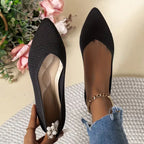 Women's Pointed Toe Knit Ballet Flats - 5