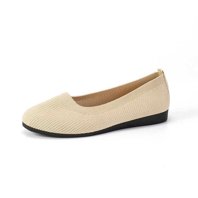 Women's Slip-On Flats with Stretch Knit Upper and Cushioned Sole - 2