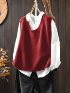 Women's Cardigan Relaxed Fit with Button Detailing - Red