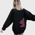 Women's Oversized Hoodie with Slogan Print - Black