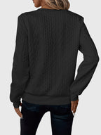 Women's Jumper with Zip Detail and Cable Knit Texture - 14