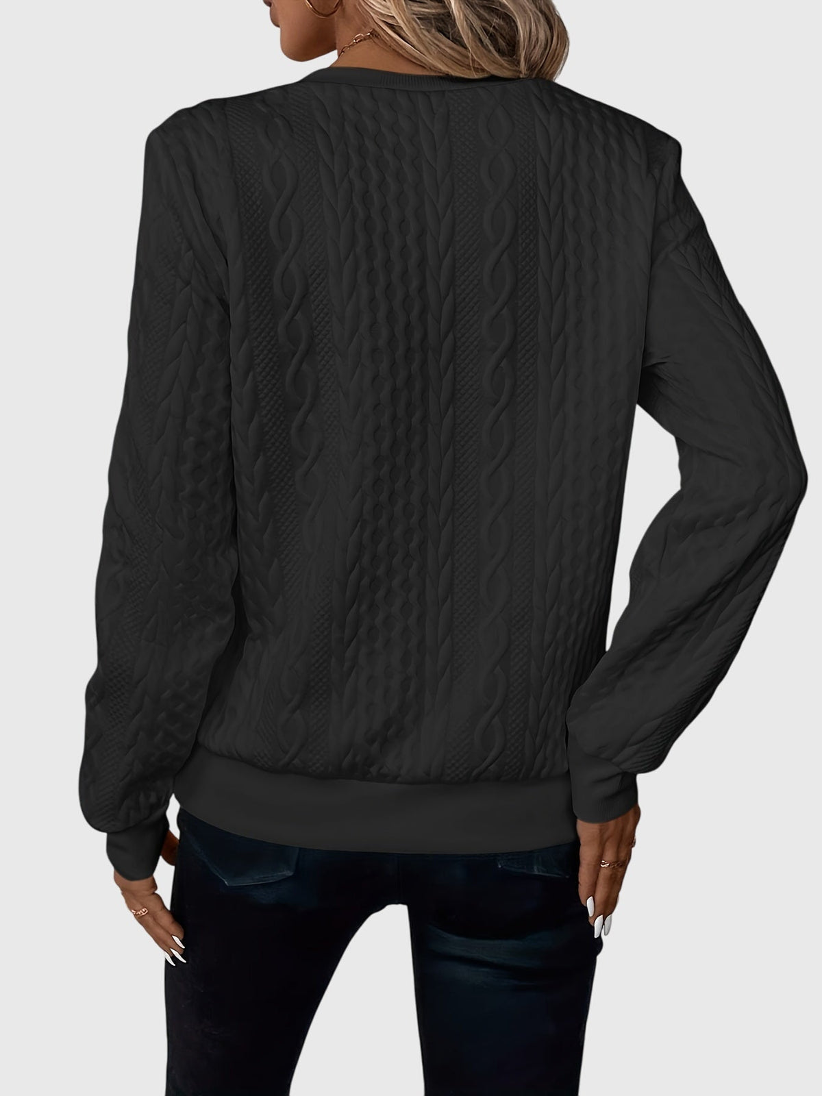 Women's Jumper with Zip Detail and Cable Knit Texture - 14