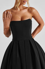 Women's Strapless Midi Dress with Full Pleated Skirt - 4