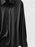 Women's Long Sleeve Shirt with Collar and Curved Hem - 12