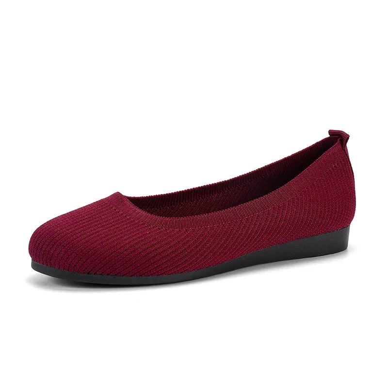 Women's Slip-On Flats with Stretch Knit Upper and Cushioned Sole - 15
