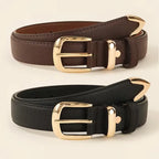 Women's Slim Belt with Gold-Tone Buckle for Jeans - Black