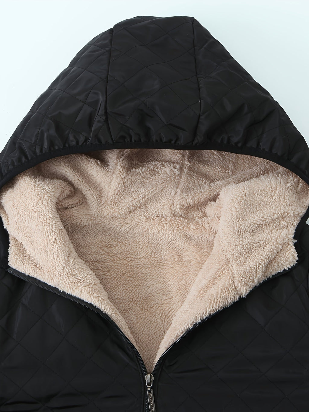 Women's Quilted Jacket Hooded with Fleece Lining - 6