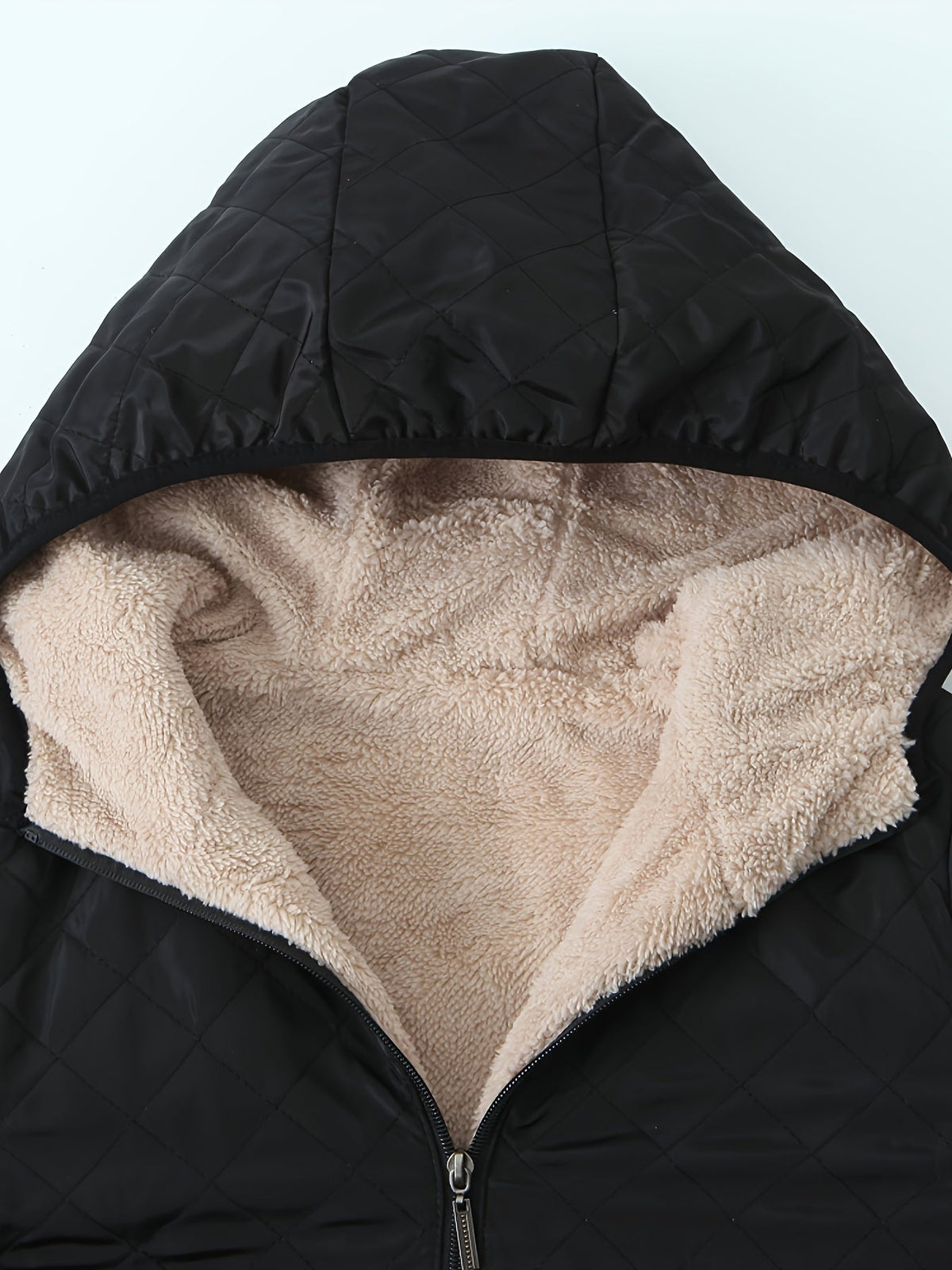 Women's Quilted Jacket Hooded with Fleece Lining - 6