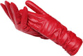 Women's Faux Leather Gloves with Warm Lining - Red
