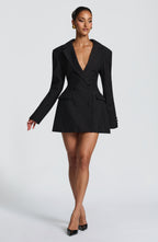 Women's Blazer Dress Double-Breasted with Pinstripe Print and Tailored Fit - 11