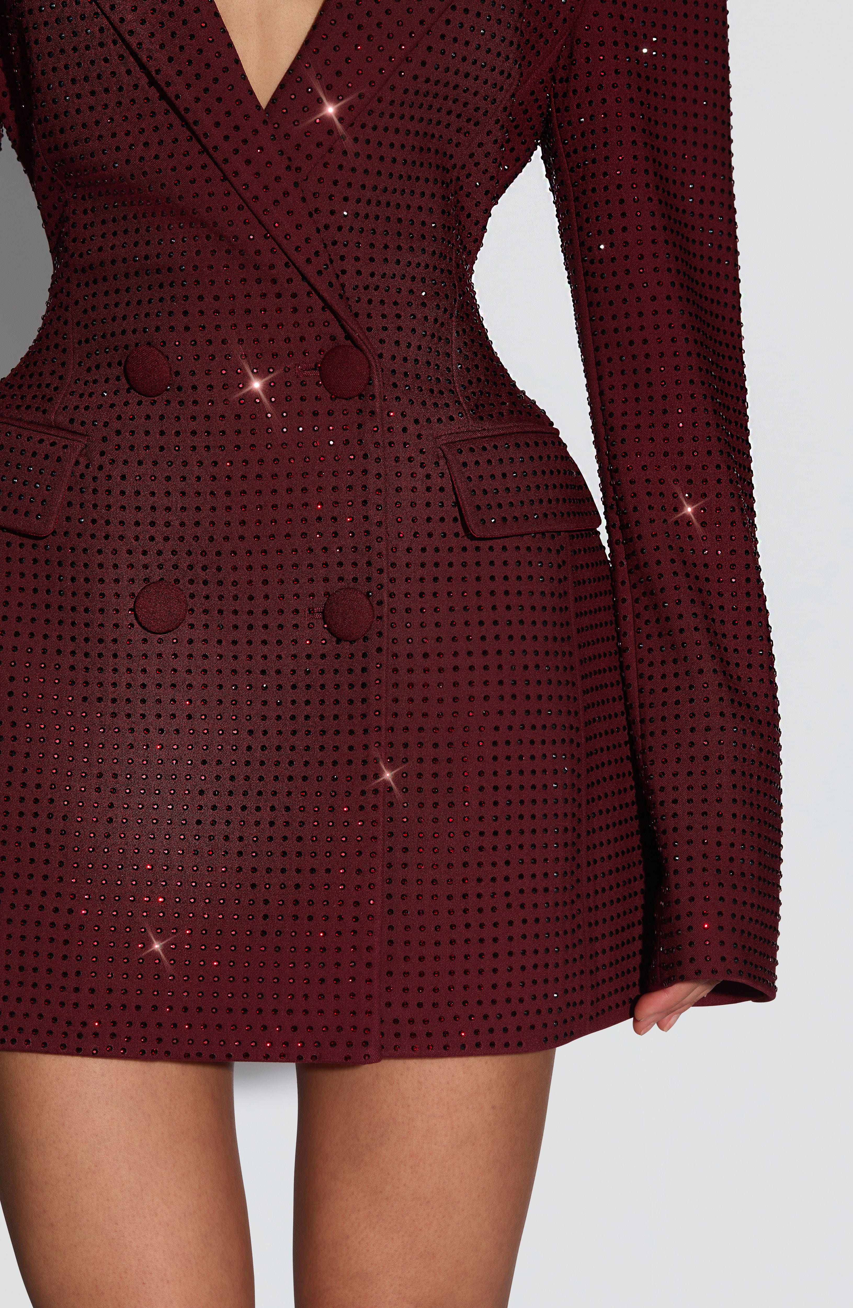 Women's Blazer Dress Double-Breasted with Shimmer Finish - 7