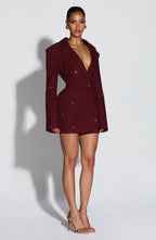 Women's Blazer Dress Double-Breasted with Shimmer Finish - 3