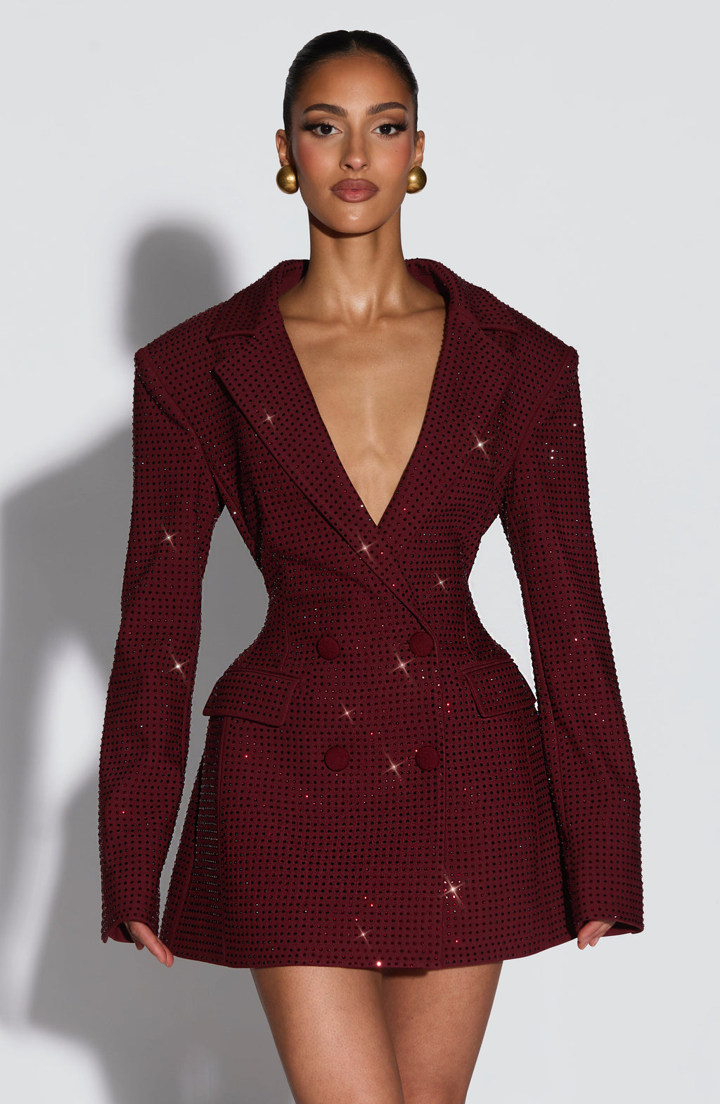 Women's Blazer Dress Double-Breasted with Shimmer Finish - 8