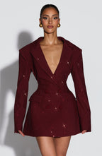 Women's Blazer Dress Double-Breasted with Shimmer Finish - 8