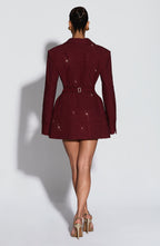 Women's Blazer Dress Double-Breasted with Shimmer Finish - 5