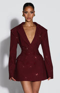 Women's Blazer Dress Double-Breasted with Shimmer Finish - 2
