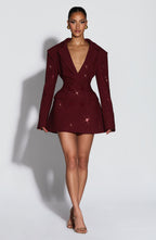 Women's Blazer Dress Double-Breasted with Shimmer Finish - 6