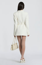 Women's Blazer Dress Double-Breasted Tailored with Notch Lapel - 5