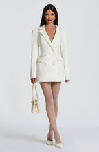 Women's Blazer Dress Double-Breasted Tailored with Notch Lapel - 2