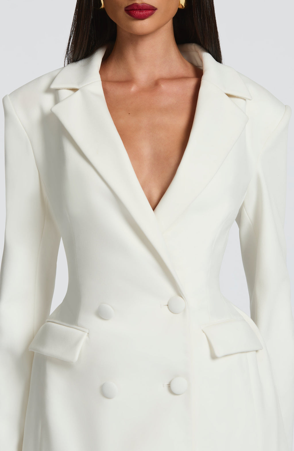 Women's Blazer Dress Double-Breasted Tailored with Notch Lapel - 6