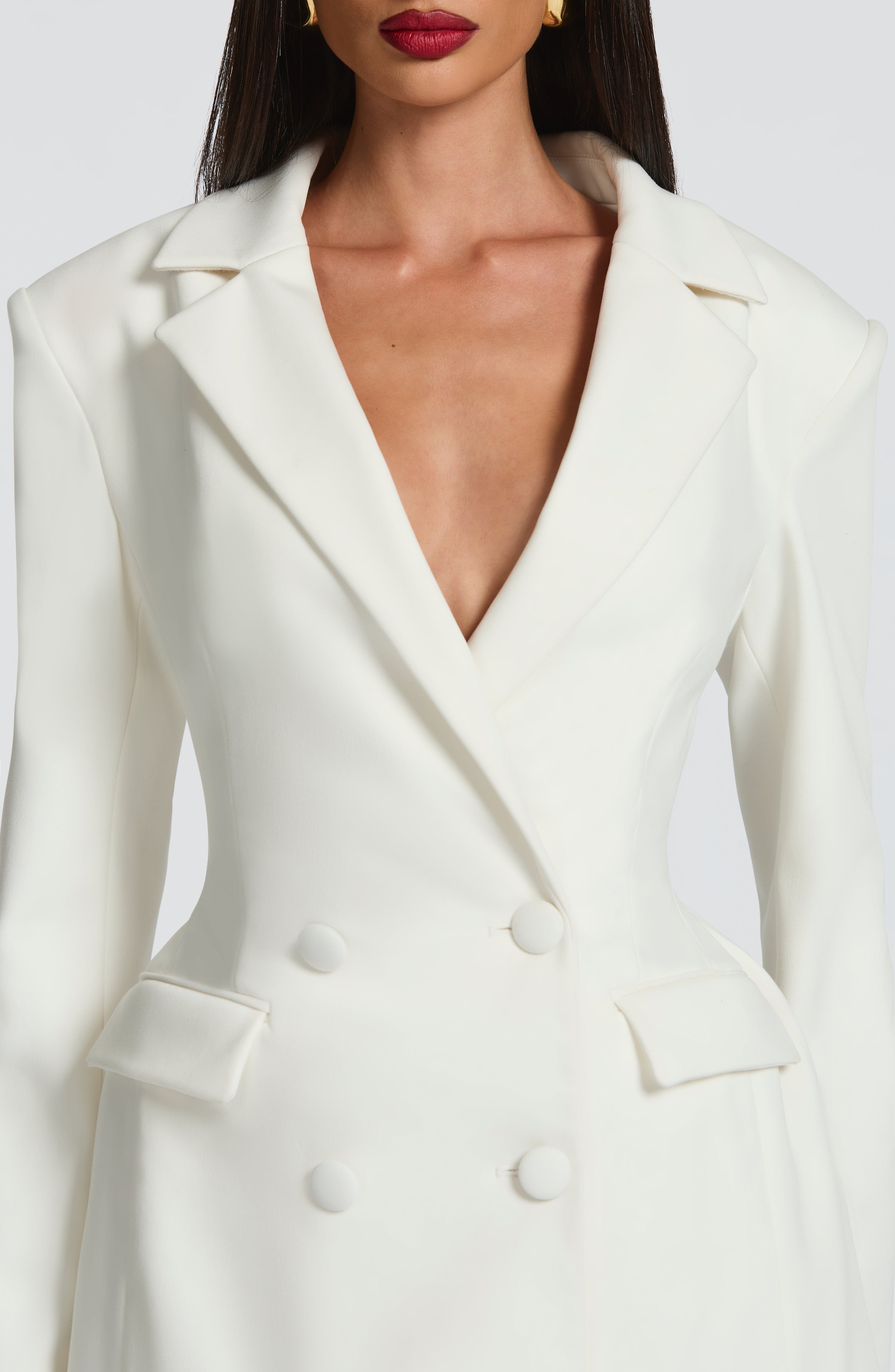 Women's Blazer Dress Double-Breasted Tailored with Notch Lapel - 6