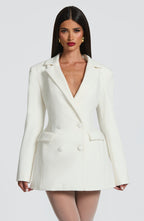 Women's Blazer Dress Double-Breasted Tailored with Notch Lapel - 8