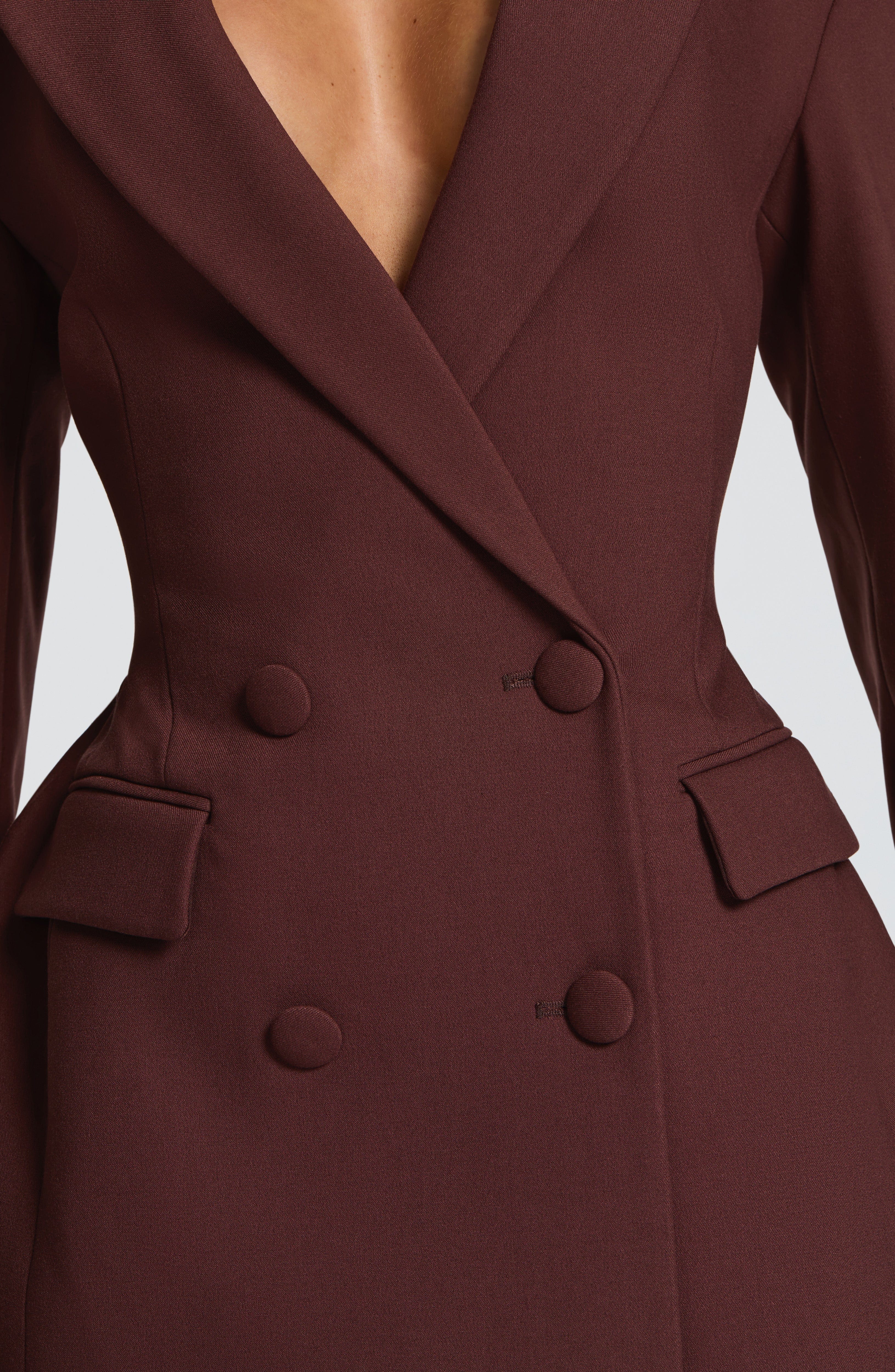 Women's Blazer Dress Double-Breasted with Tailored Waist - 8