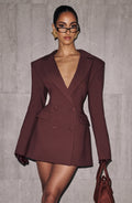 Women's Blazer Dress Double-Breasted with Tailored Waist - 4