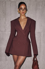 Women's Blazer Dress Double-Breasted with Tailored Waist - 4