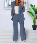 Women's Tailored Blazer and Trousers Co-ord Set with Structured Lapel - Blue