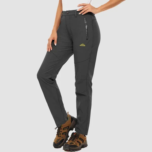 Women's Fleece-Lined Trousers with Water-Resistant Shell - Dark Grey
