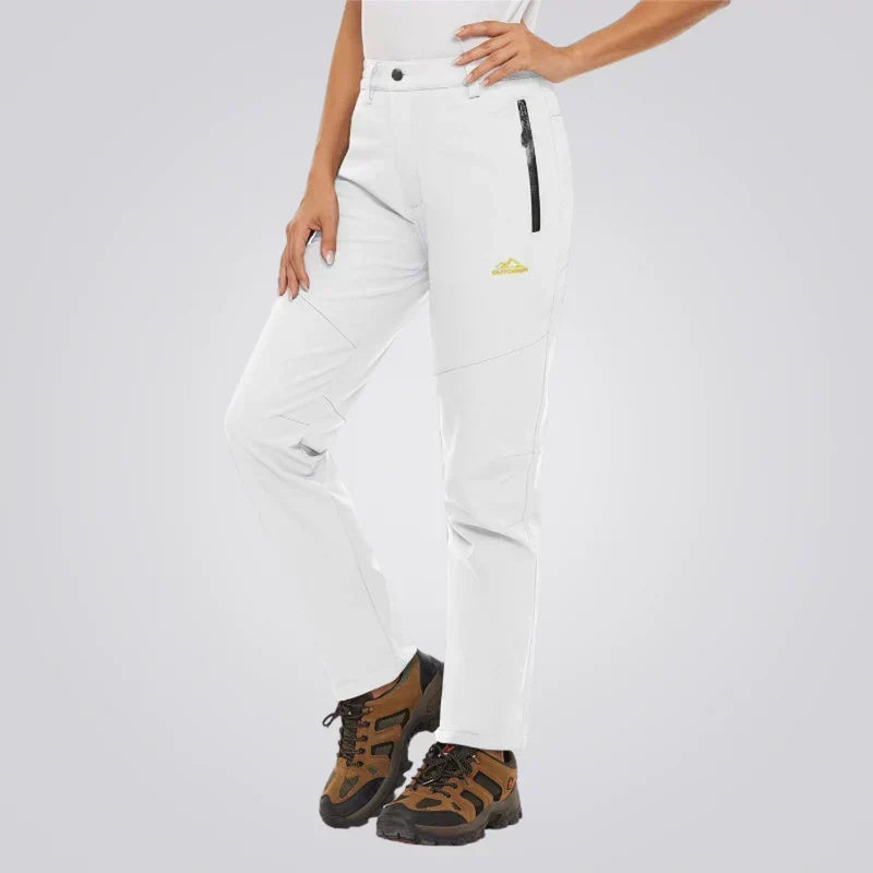 Women's Fleece-Lined Trousers with Water-Resistant Shell - White