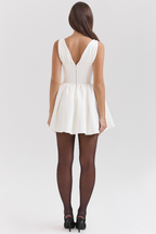Women's Sleeveless Mini Dress with Corset Bodice and Gathered Skirt - 11