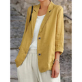 Women's Tailored Blazer with Notch Lapel and Patch Pockets - Yellow