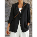 Women's Tailored Blazer with Notch Lapel and Patch Pockets - Black