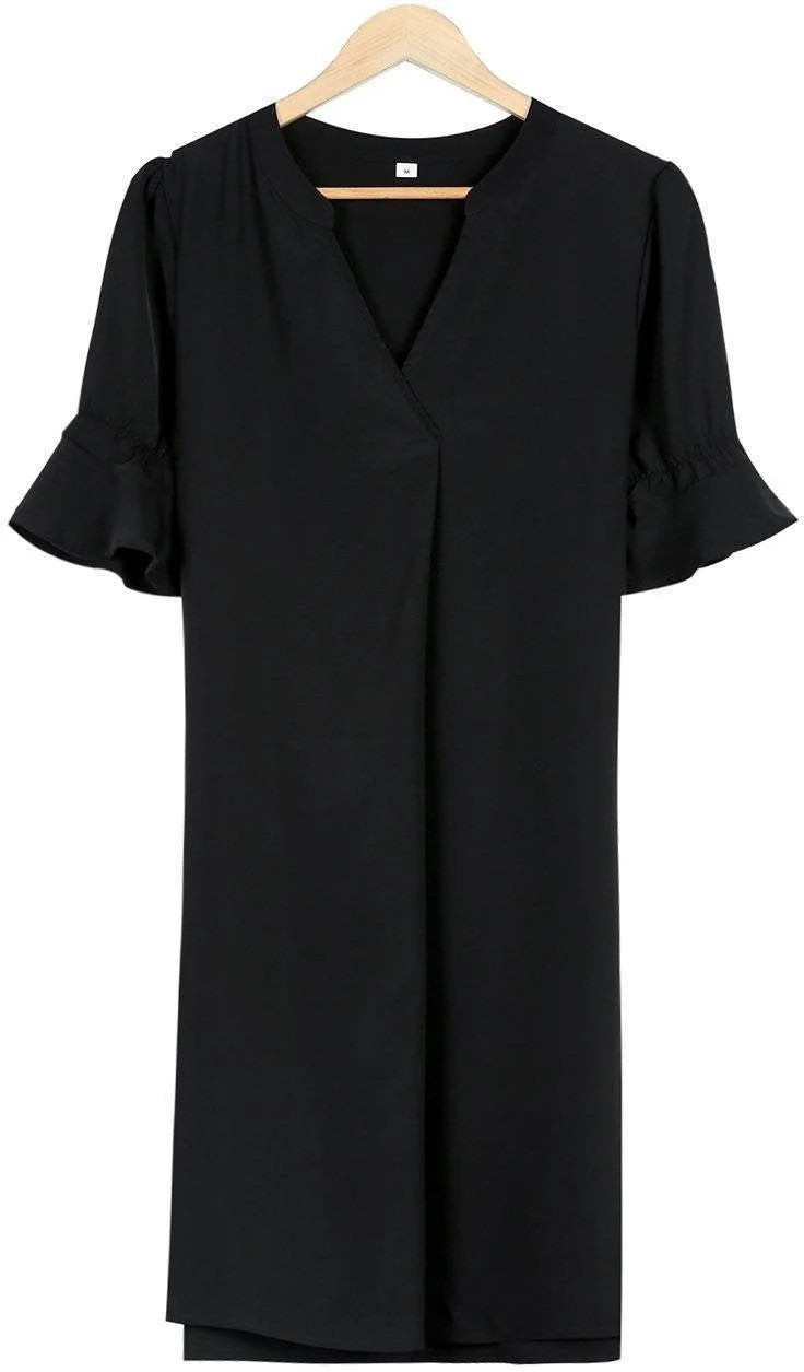 Women's Midi Dress with Flutter Sleeves and V-Neck - 7