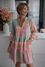Women's Boho Dress with Tiered Silhouette and Bell Sleeves - 3