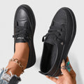 Women's Trainers with Lace-Up Front and Cushioned Sole - Black