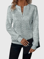 Women's Jumper with Zip Detail and Cable Knit Texture - 16